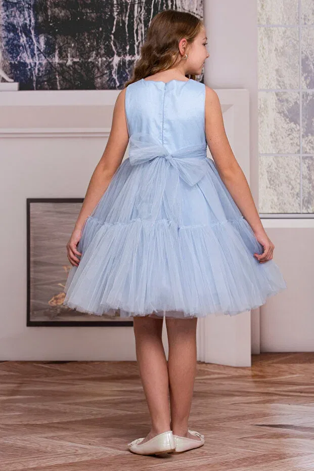 Детское платье для девочек из фатина Süslü Pink Kids, Babe Blue — фото 4