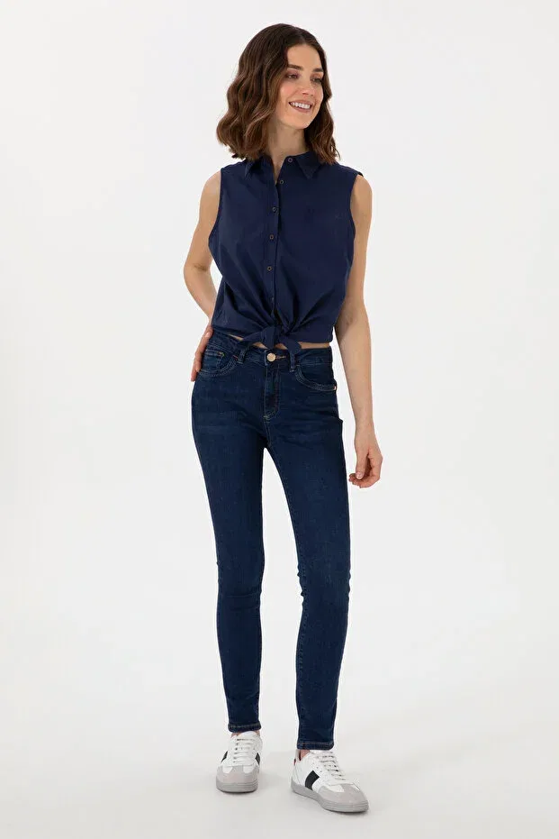 Женская рубашка с коротким рукавом U.S. Polo Assn., Navy Blue — фото 4