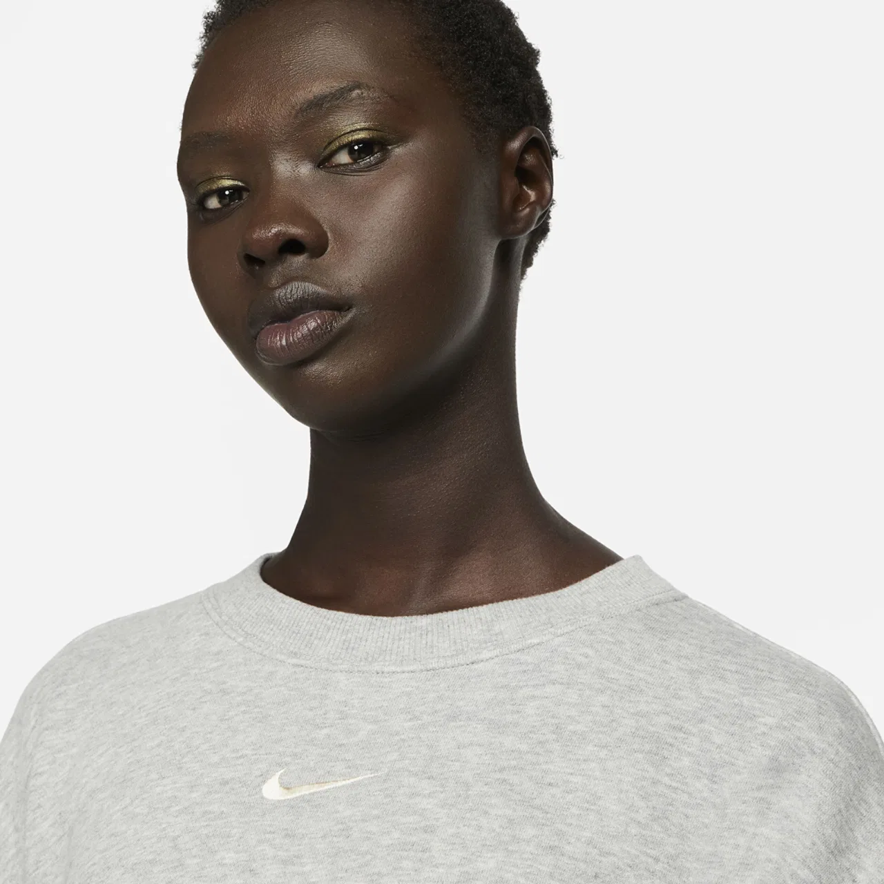 Женский флисовый свитшот Style Fleece Nike, цвет Sail/Dark Grey Heather — фото 3