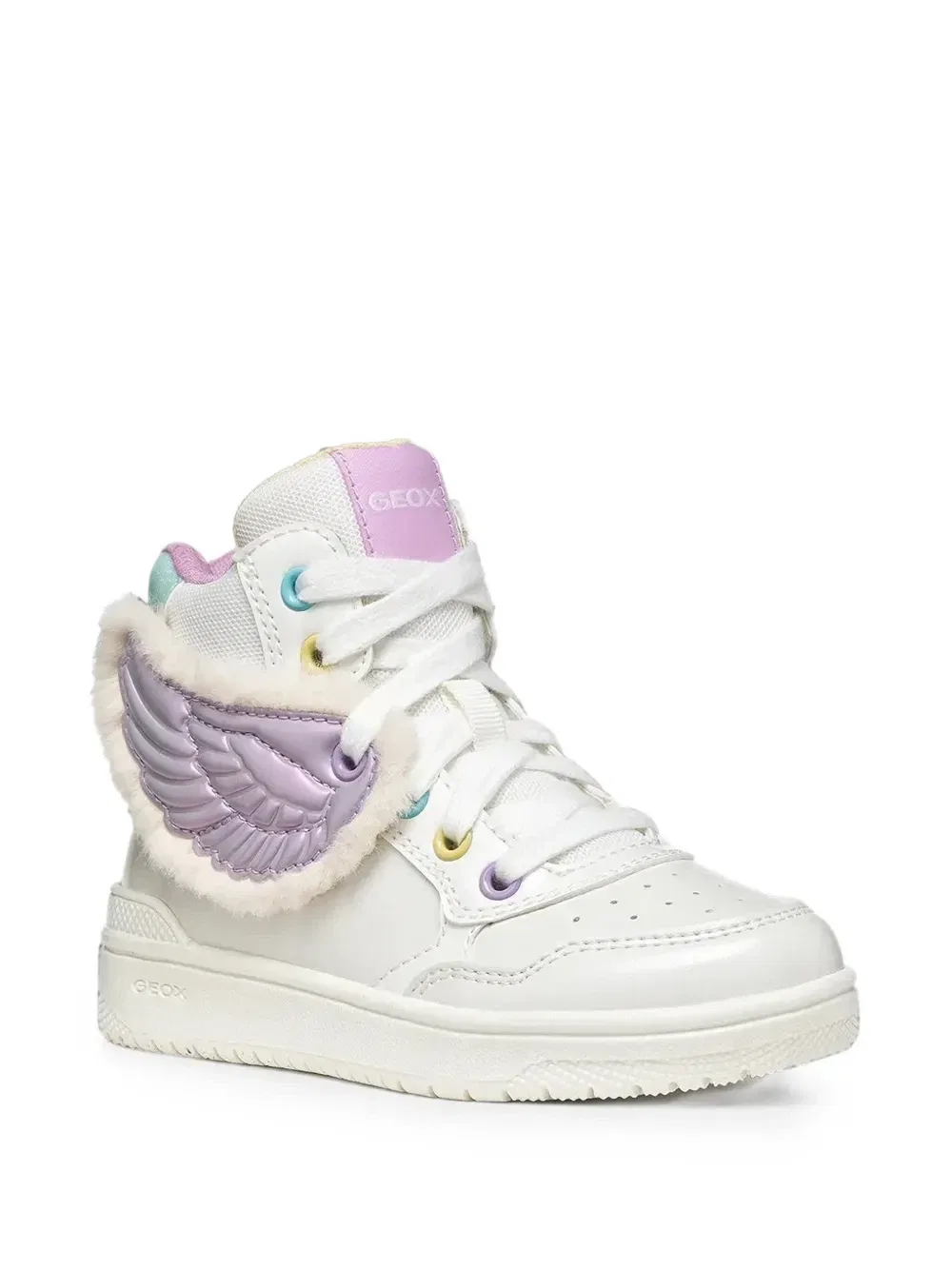 Высокие кроссовки с нашивкой Geox Kids, белый — фото 3