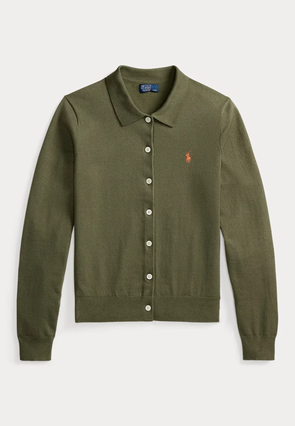 Кардиган с воротником-поло и пуговицами - кардиган Polo Ralph Lauren, Dense Olive — фото 4