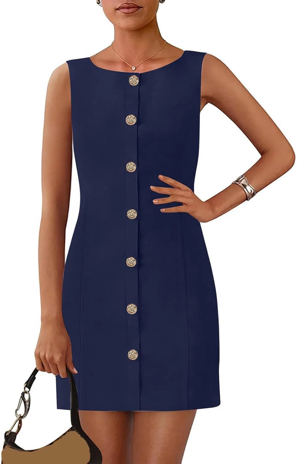 Женское платье-рубашка sleeveless button down, Navy — фото 2