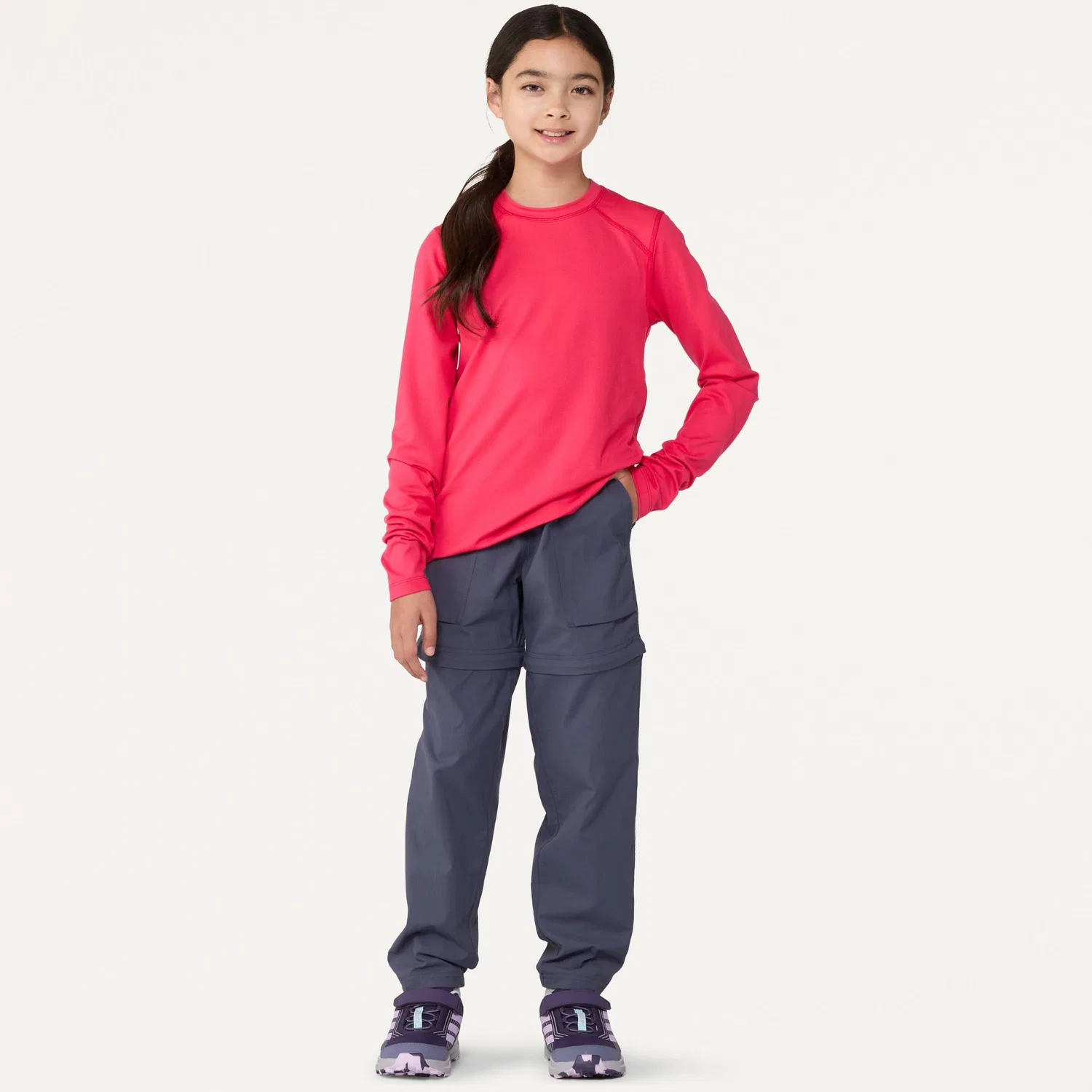Термобелье детское с длинным рукавом Midweight Base Layer Crew Top Rei Co-Op, Poppy Pink — фото 4