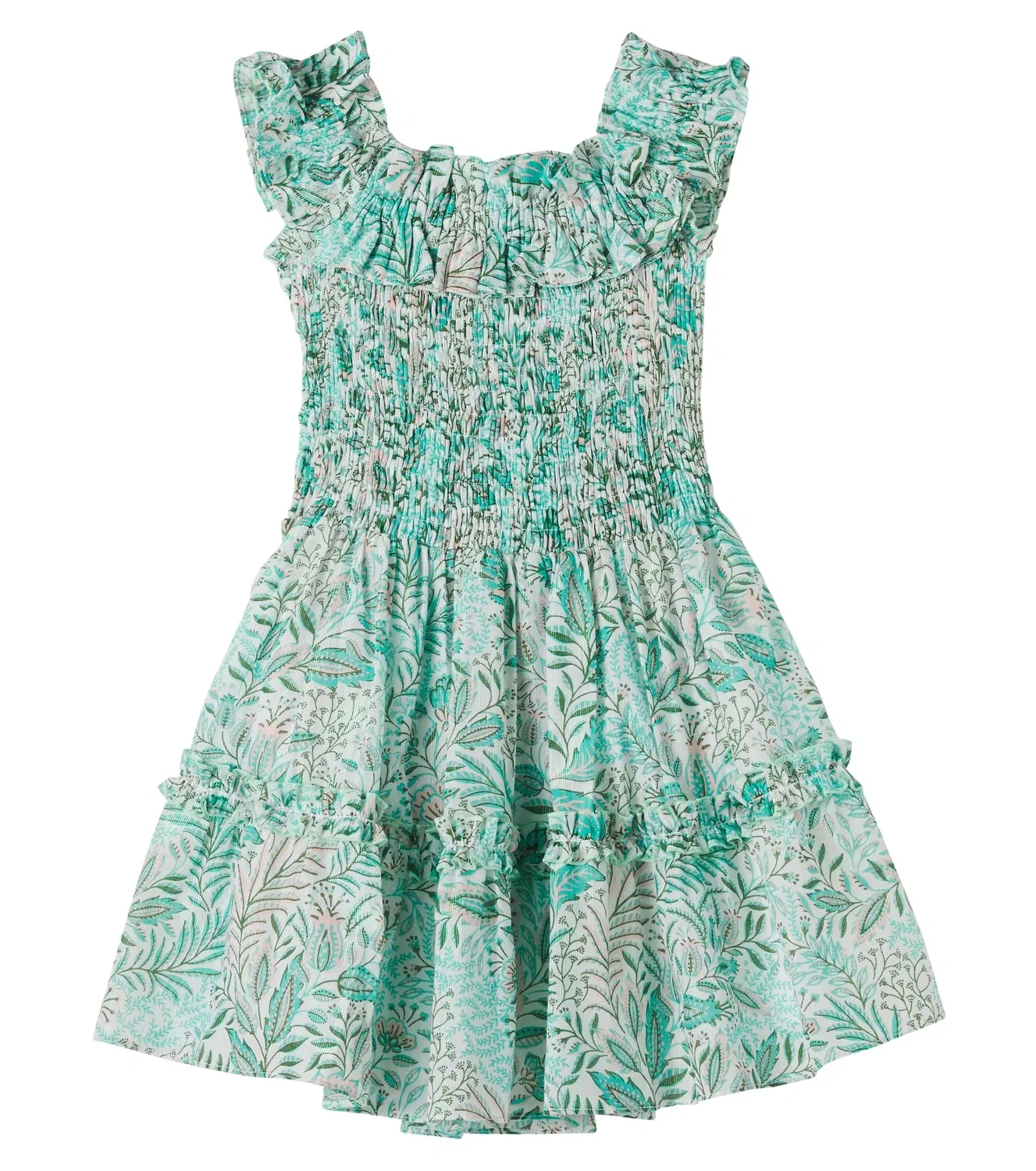 Платье с принтом, из хлопковой смеси, Poupette St Barth Kids, зеленый