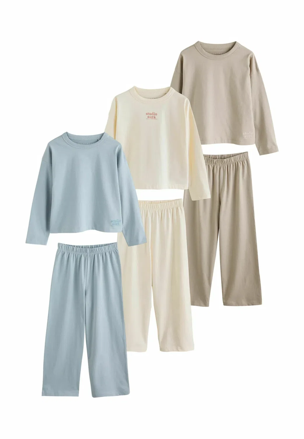 Комплект из 3 пижамных комплектов: широкая пижама с длинными штанинами Next, Neutral Turquoise