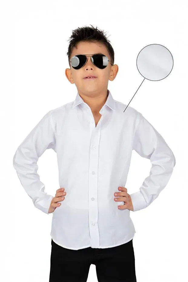 Детская рубашка для мальчиков с длинным рукавом Trend Baby Kids, White