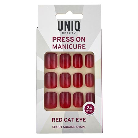 

Искусственные ногти red cat eye short square Uniq, количество 1шт.