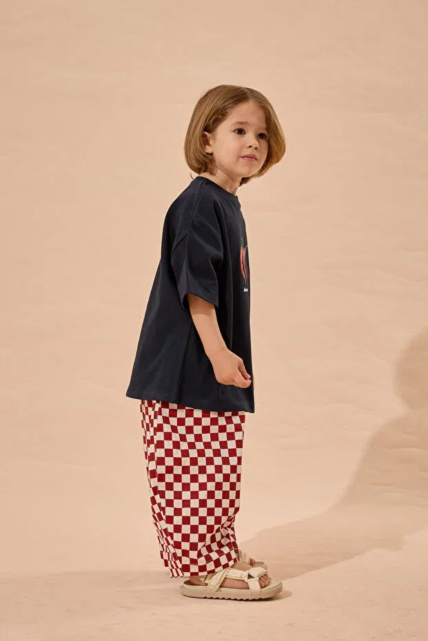 Детская футболка оверсайз с принтом Fahhar Kids, Navy Blue