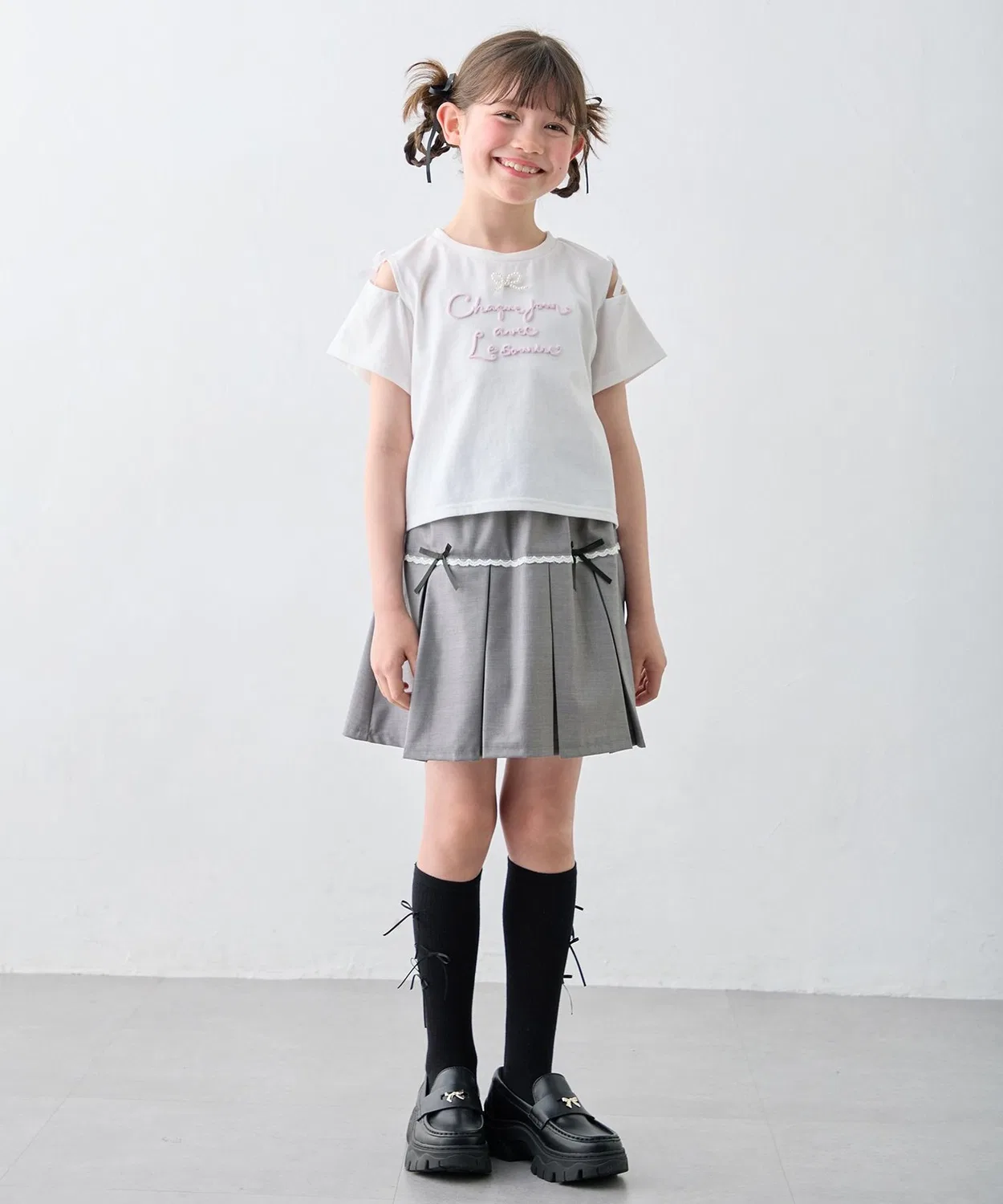 Детская юбка-шорты с принтом ANY, Light Gray — фото 4