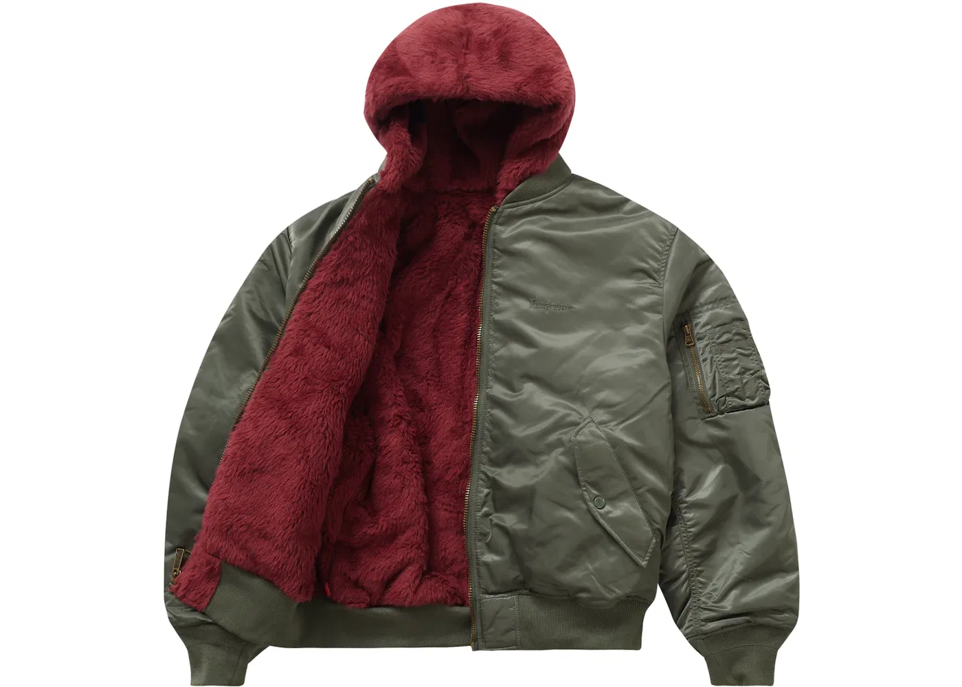 Мужская куртка-бомбер из искусственного меха Supreme MA-1, Olive — фото 2