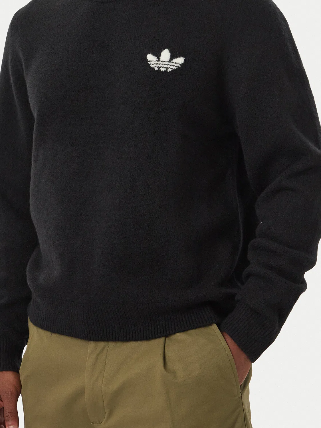Мужской пуловер стандартного кроя Trefoil Essentials Adidas, черный — фото 4