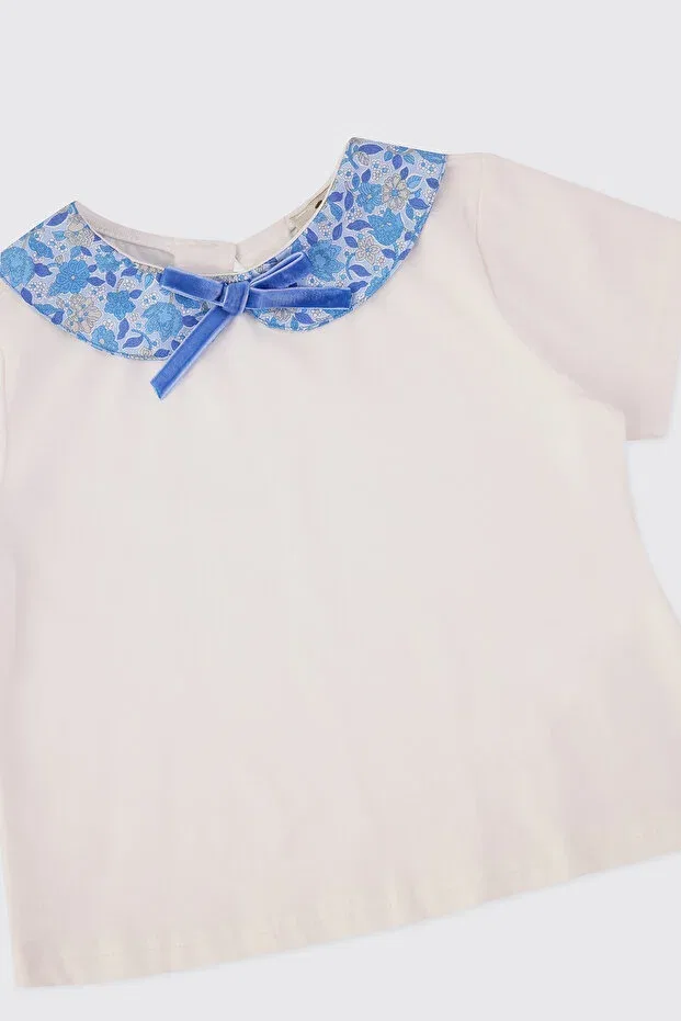 Детская футболка для девочек хлопковая Made With Liberty Fabric, Ecru — фото 3