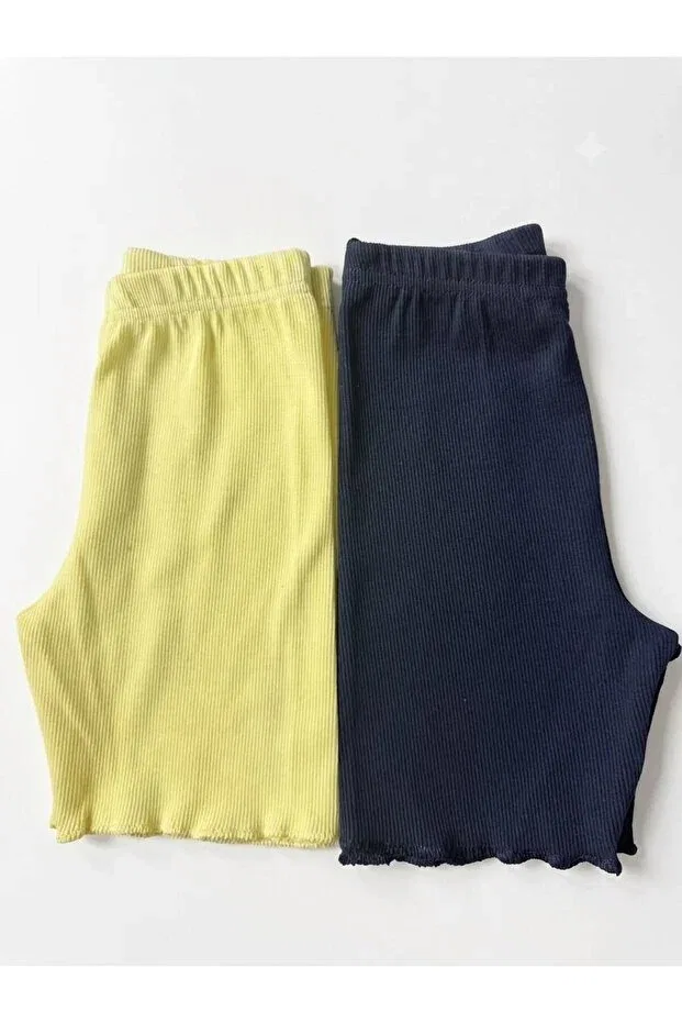 Детский комплект шорт для девочек с топом на бретелях Fun Kids Colthinig, Navy Blue-Yellow