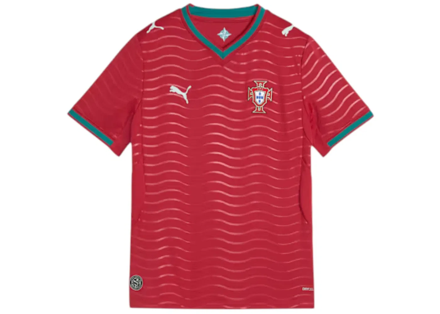 Детская футболка с принтом Puma Portugal Home Big Kids Jersey Puma, Club Red/Green Lagoon