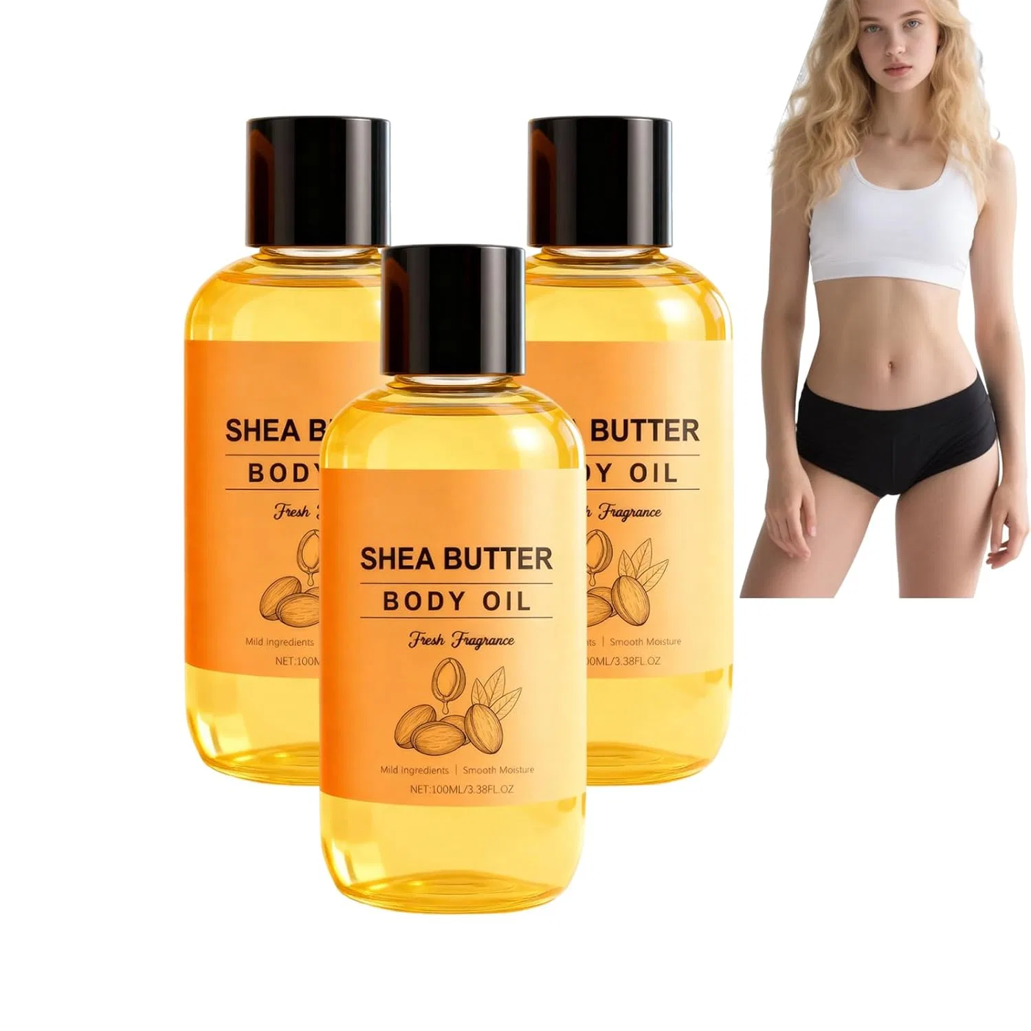 Масло для тела с маслом ши, 3 флакона, 100 мл, VKaoess, 3 Bottles