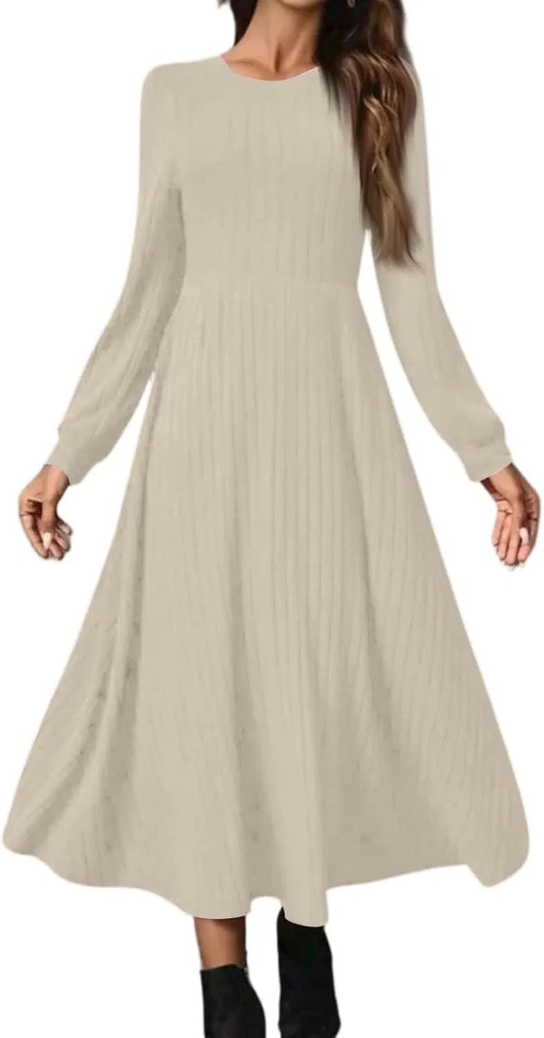Женское трикотажное макси-платье свободного кроя A-line, Beige