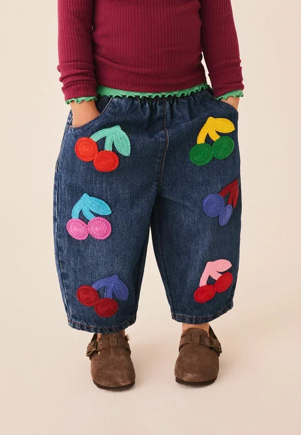 Брюки джинсовые с вышивкой, Regular Fit, Next, Rainbow Cherry Crochet — фото 2