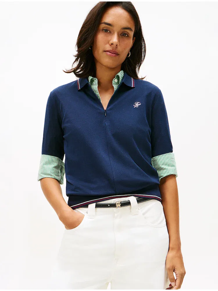 Футболка полузастегнутая поло TOMMY HILFIGER