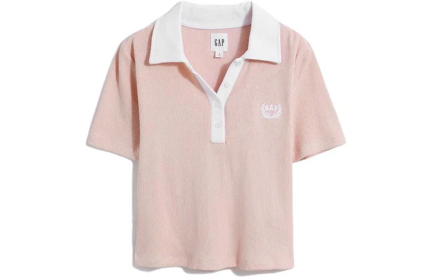Поло-рубашка с воротником, прямая посадка, GAP, Light Pink
