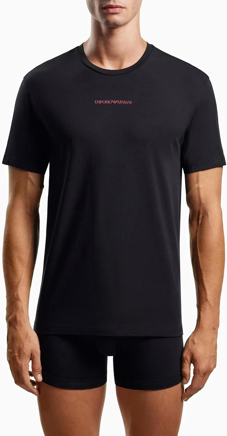 Мужская облегающая футболка с логотипом EA Emporio Armani, Black — фото 2