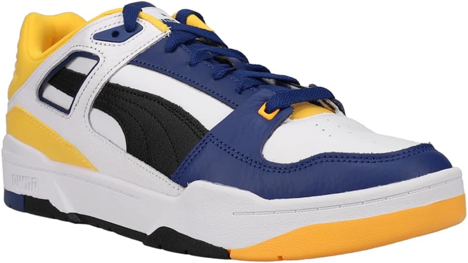 Мужские кроссовки PUMA Slipstream из кожи на шнуровке, повседневные - синие, белые, желтые — фото 2