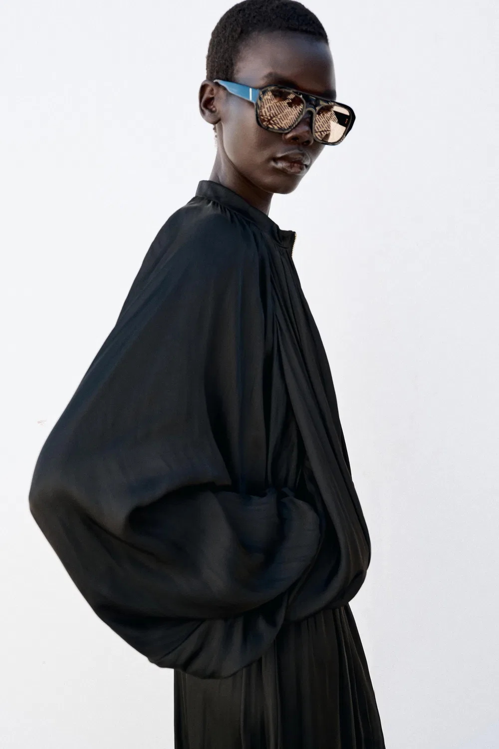 Атласная куртка-бомбер ZARA, Black — фото 3