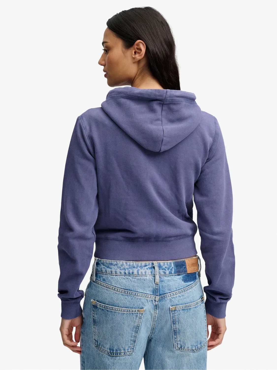 Худи на молнии Superdry Essential Logo Cropped Zip Hoodie, фиолетовый — фото 2