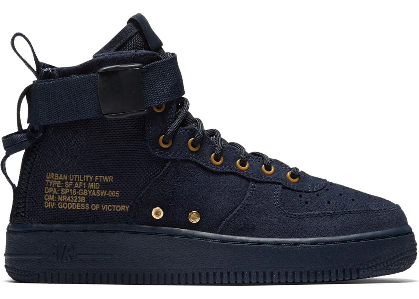 Детский ботинок с высоким берцем Nike SF Air Force 1 Mid, Obsidian/Obsidian-Black