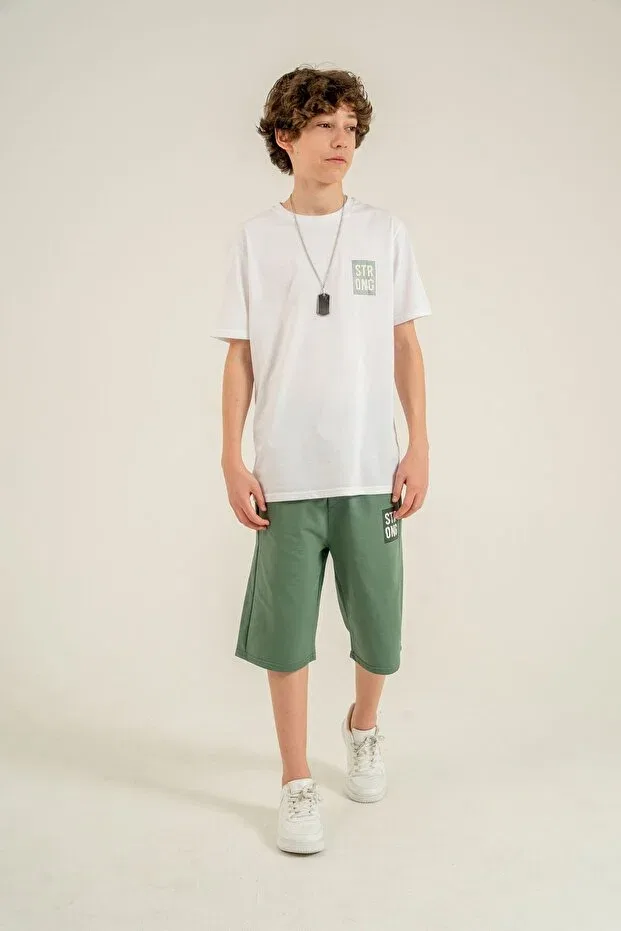 Детский комплект для мальчиков с принтом Strong printed Mışıl Kids, Green