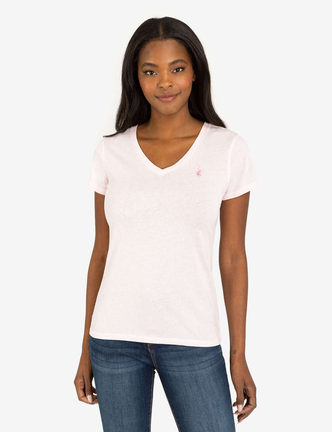 

Футболка U.S. Polo Assn. Tonal V-Neck, нежно-розовый