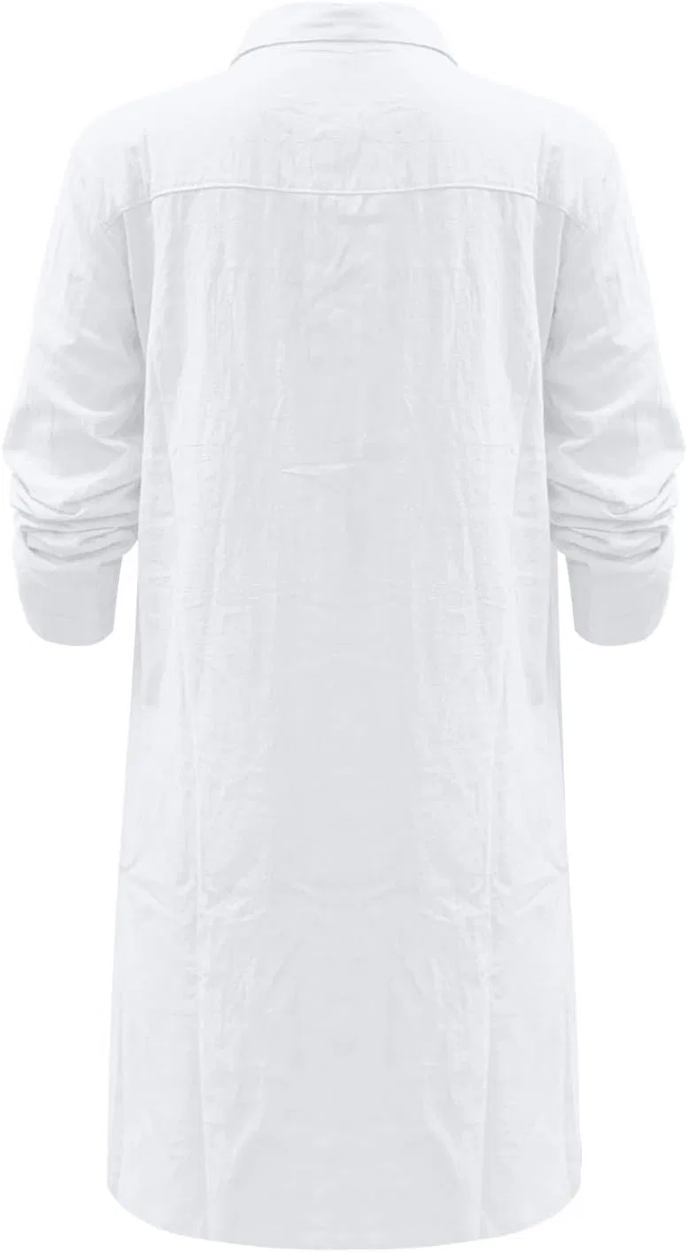 Женское платье-футболка с лацканами Vacation Lapel T-Shirt Dresses, белый — фото 3
