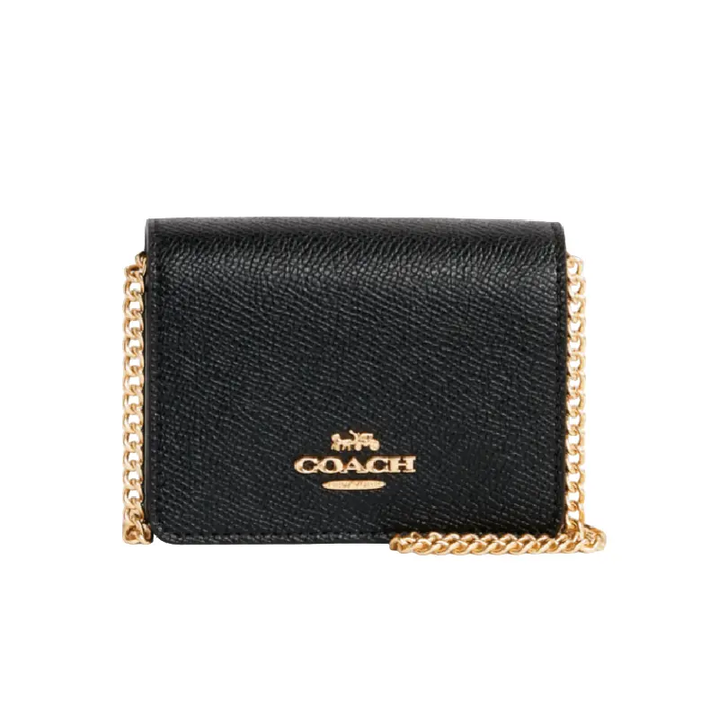 

Кошелек Coach Outlet Mini Wallet On A Chain, золотой/черный