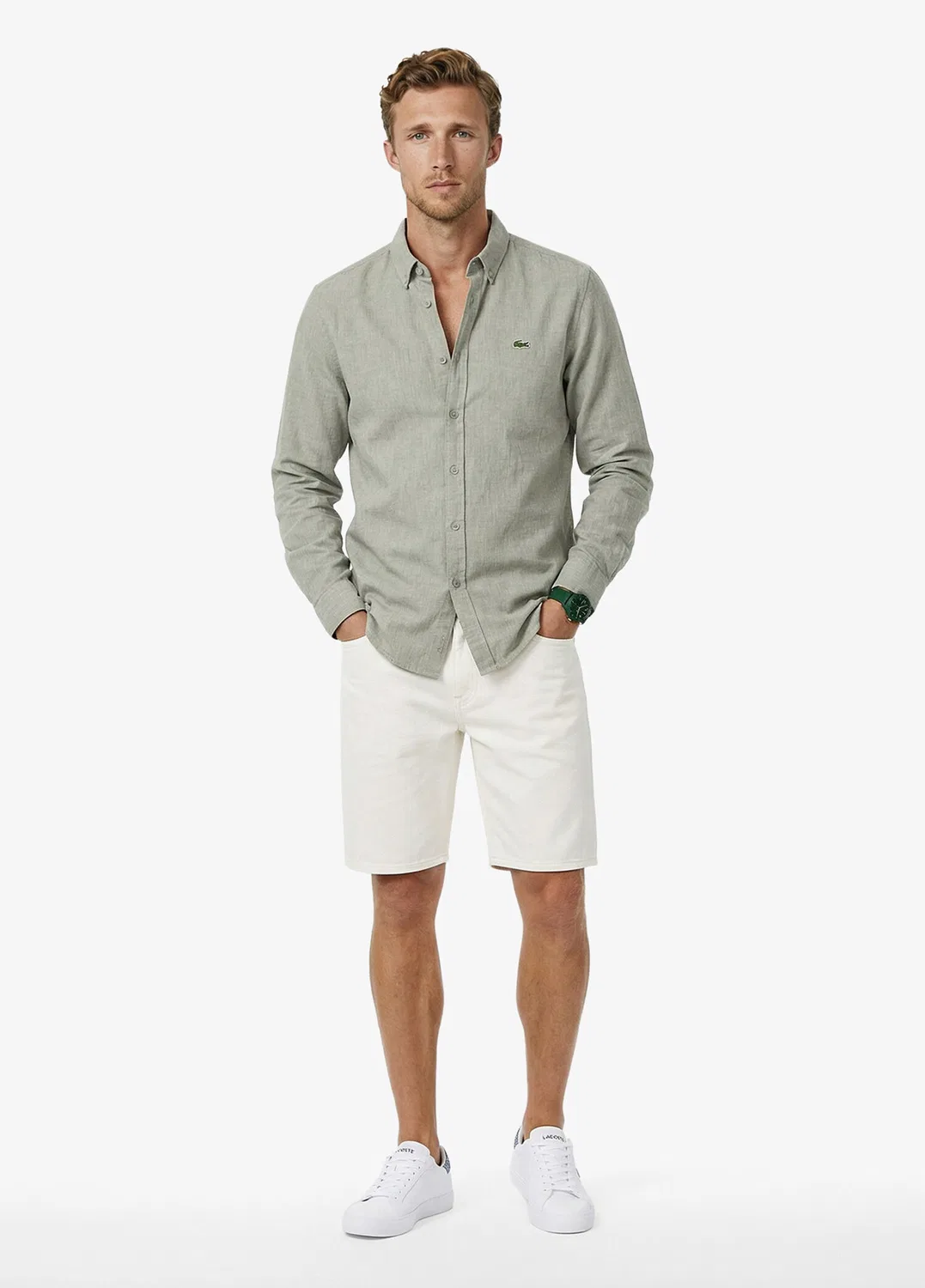 Рубашка Lacoste Regular Fit, хаки — фото 3