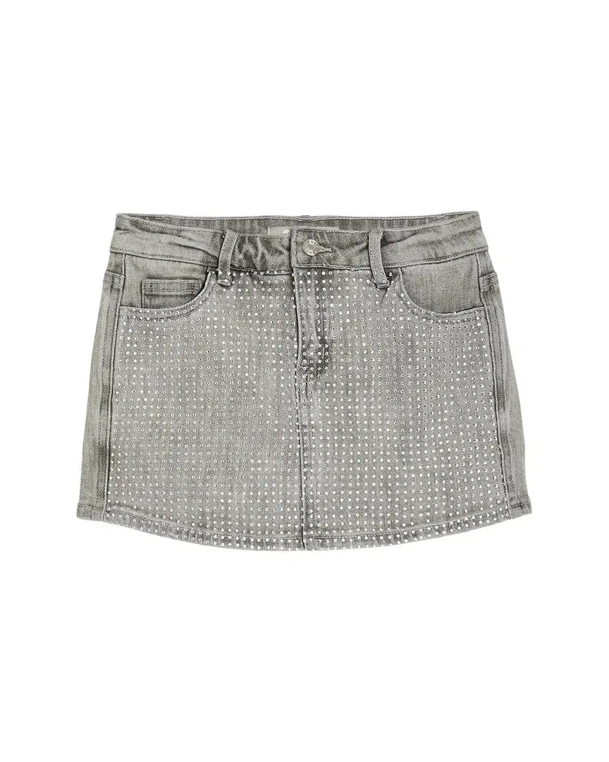 Детская юбка-шорты с принтом в клетку и стразами Tractr Jeans Grid Rhinestone Skort, серый