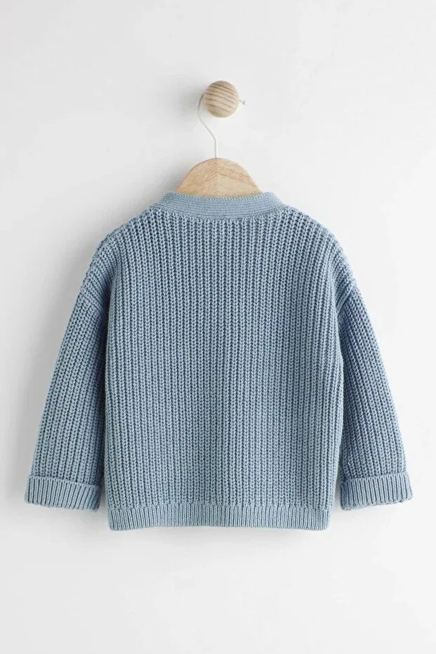 Детский вязаное кардиган с V-образным вырезом Next Baby, Blue — фото 2
