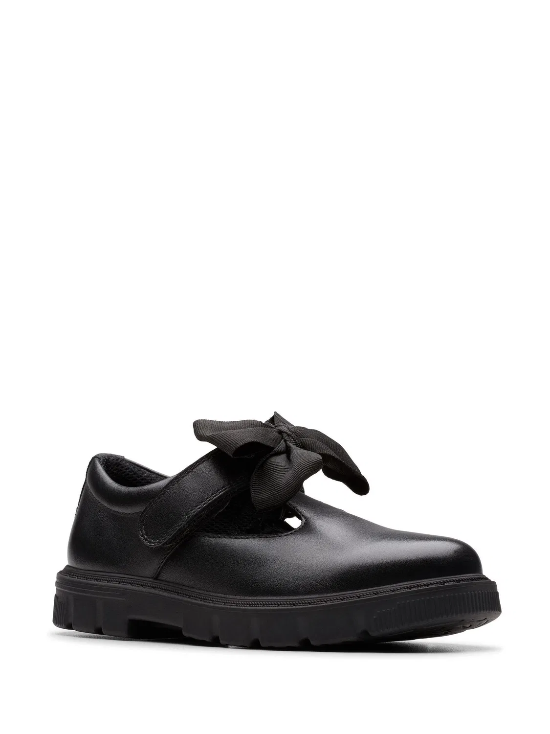 Туфли Clarks Lorcam Hope для девочек, черные, кожаные, со съемным бантом