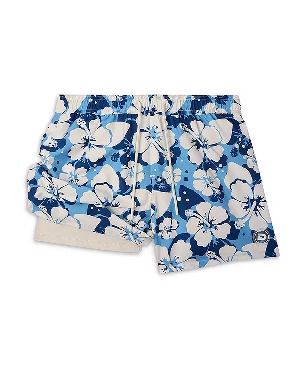 Детские плавки для мальчиков с принтом Hibiscus Swim Shorts The Drip Shop, синий — фото 4