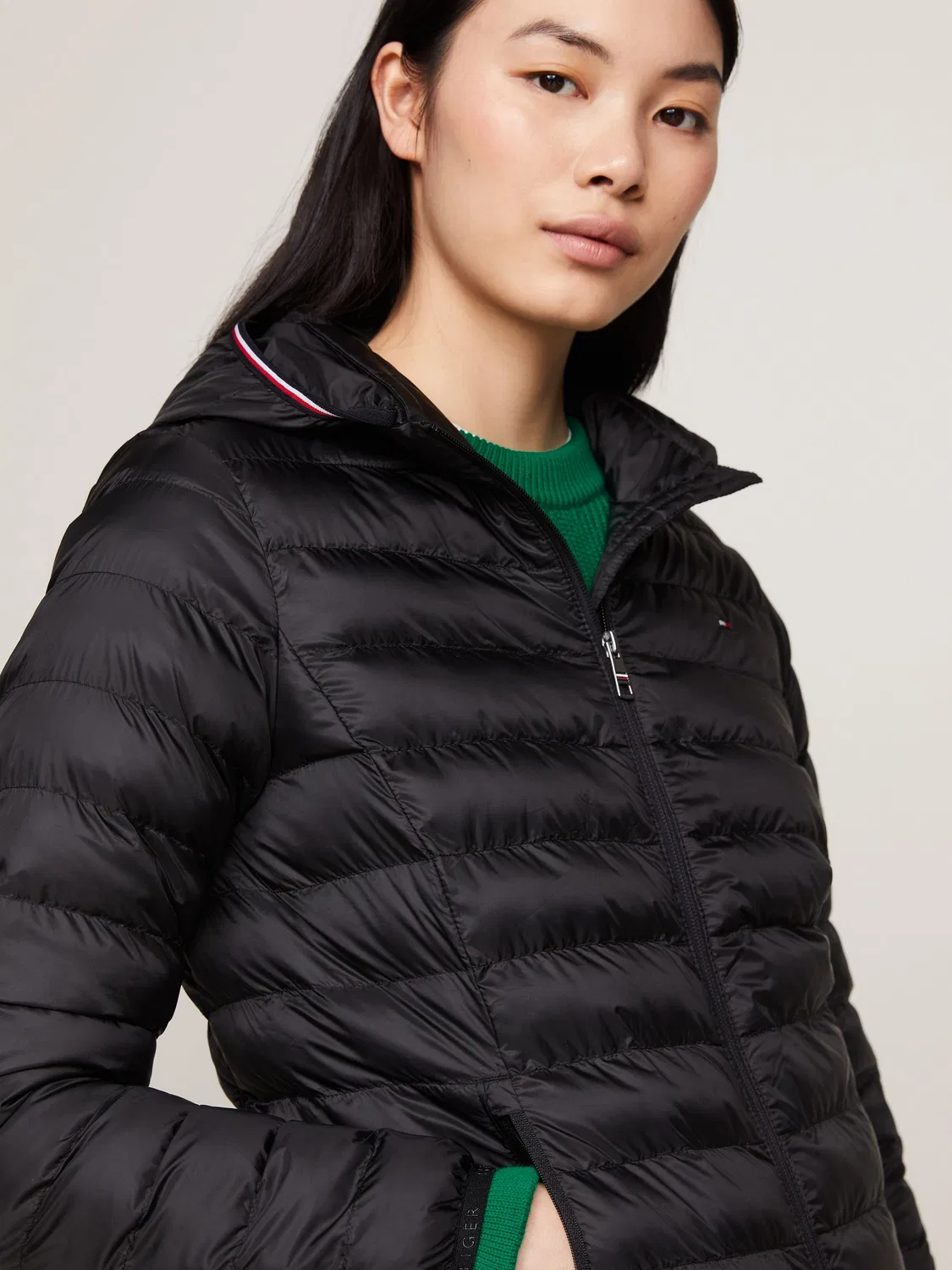 Куртка стеганая утепленная с капюшоном Tommy Hilfiger, Denim Black — фото 4