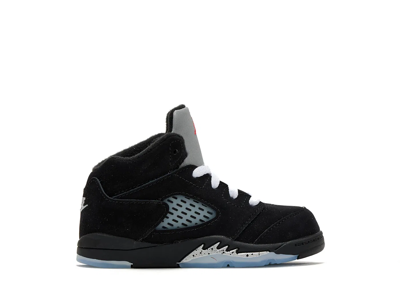 Детские кроссовки Lifestyle с металлическими акцентами Jordan 5 Retro OG, Black/White-Metallic Silver-Fire Red