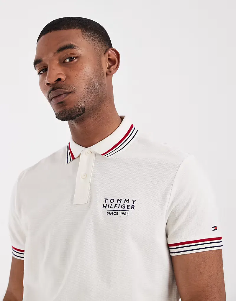 Поло с окантовкой на воротнике и манжетах Tommy Hilfiger, белый