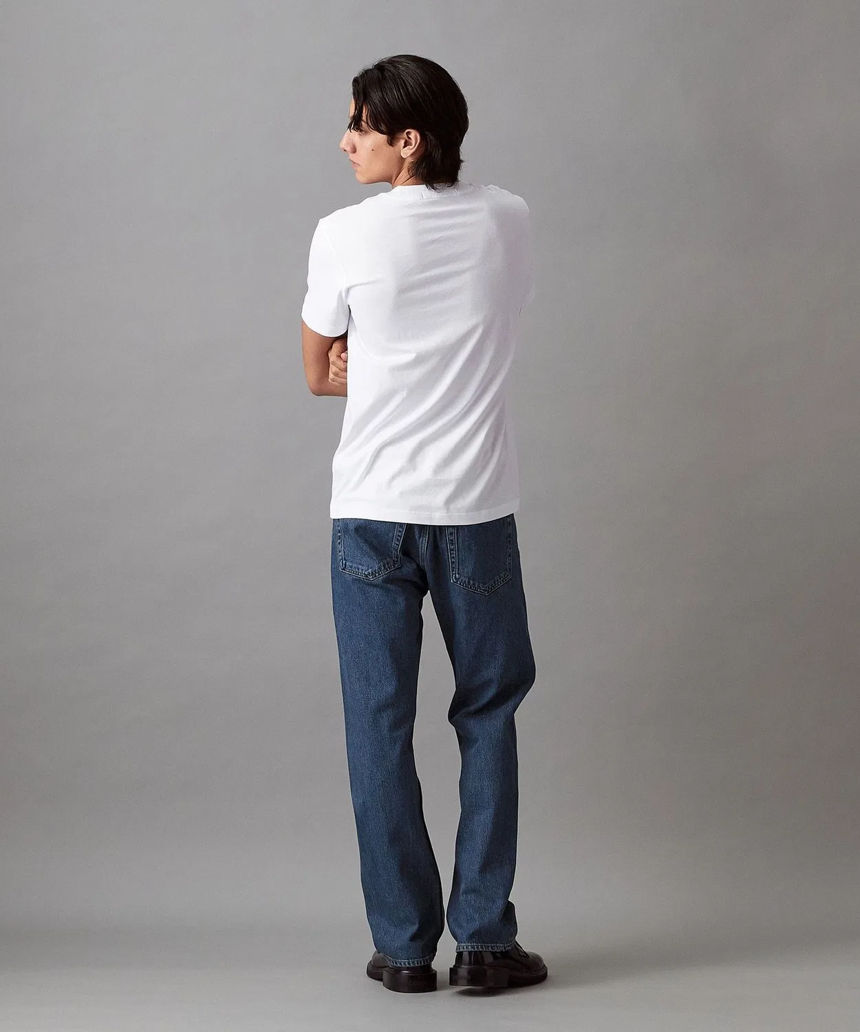 Мужская футболка с коротким рукавом, хлопковая, с брендовым значком Calvin Klein, White — фото 4