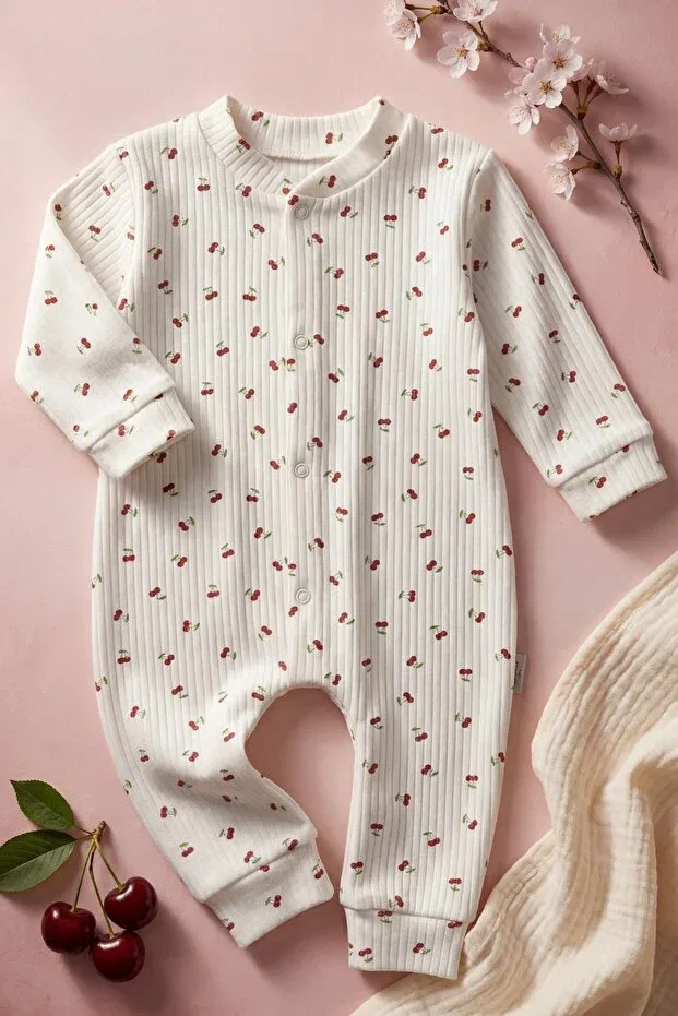 Детское боди-комбинезон для новорожденных с принтом Zıbzıb Baby, Ecru