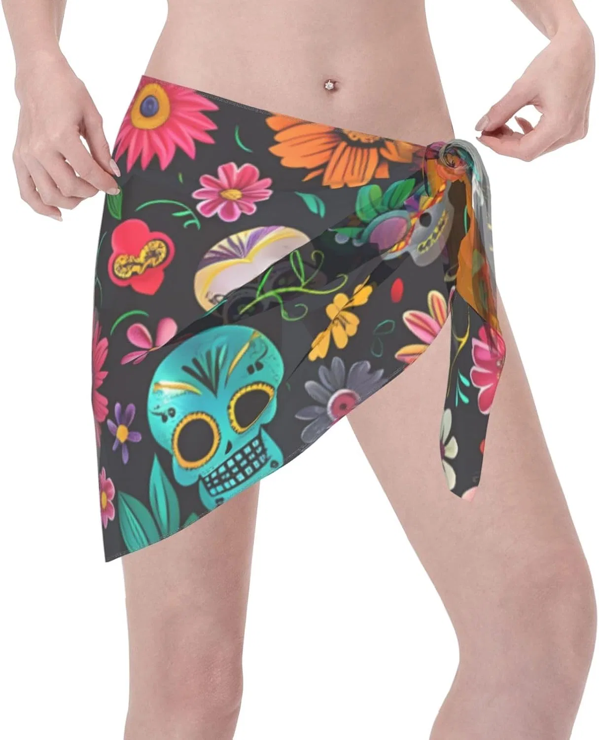 Женская пляжная накидка с принтом клубники Sarong, Skulls 6 — фото 3
