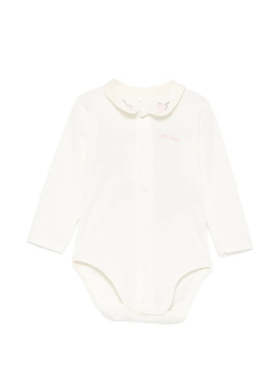 Боди с вышивкой на воротнике Petit Bateau, нейтральные цвета