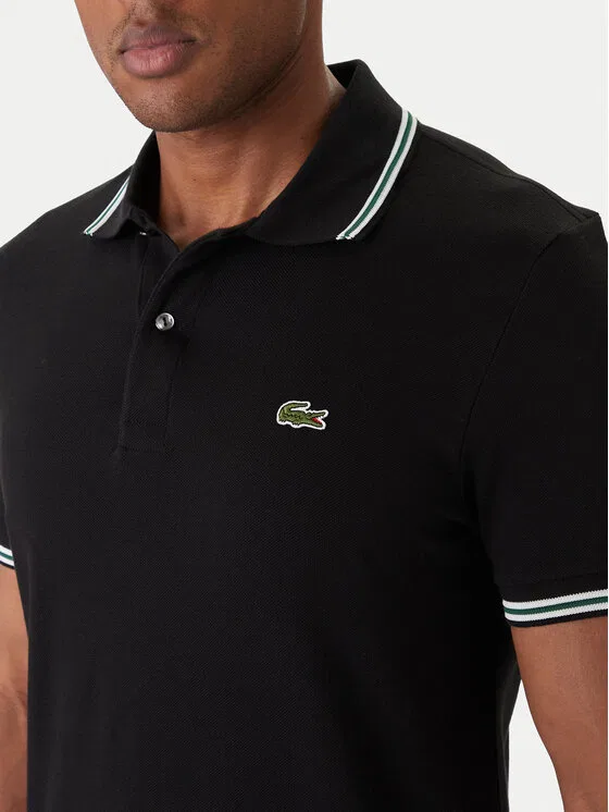 Футболка поло Lacoste regular fit, черный — фото 4
