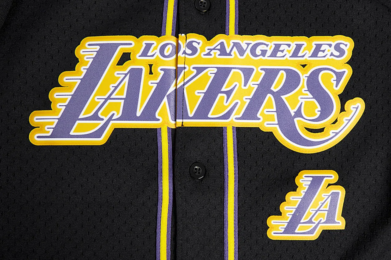 Сетчатая рубашка на пуговицах Pro Standard Los Angeles Lakers, черный/фиолетовый — фото 3