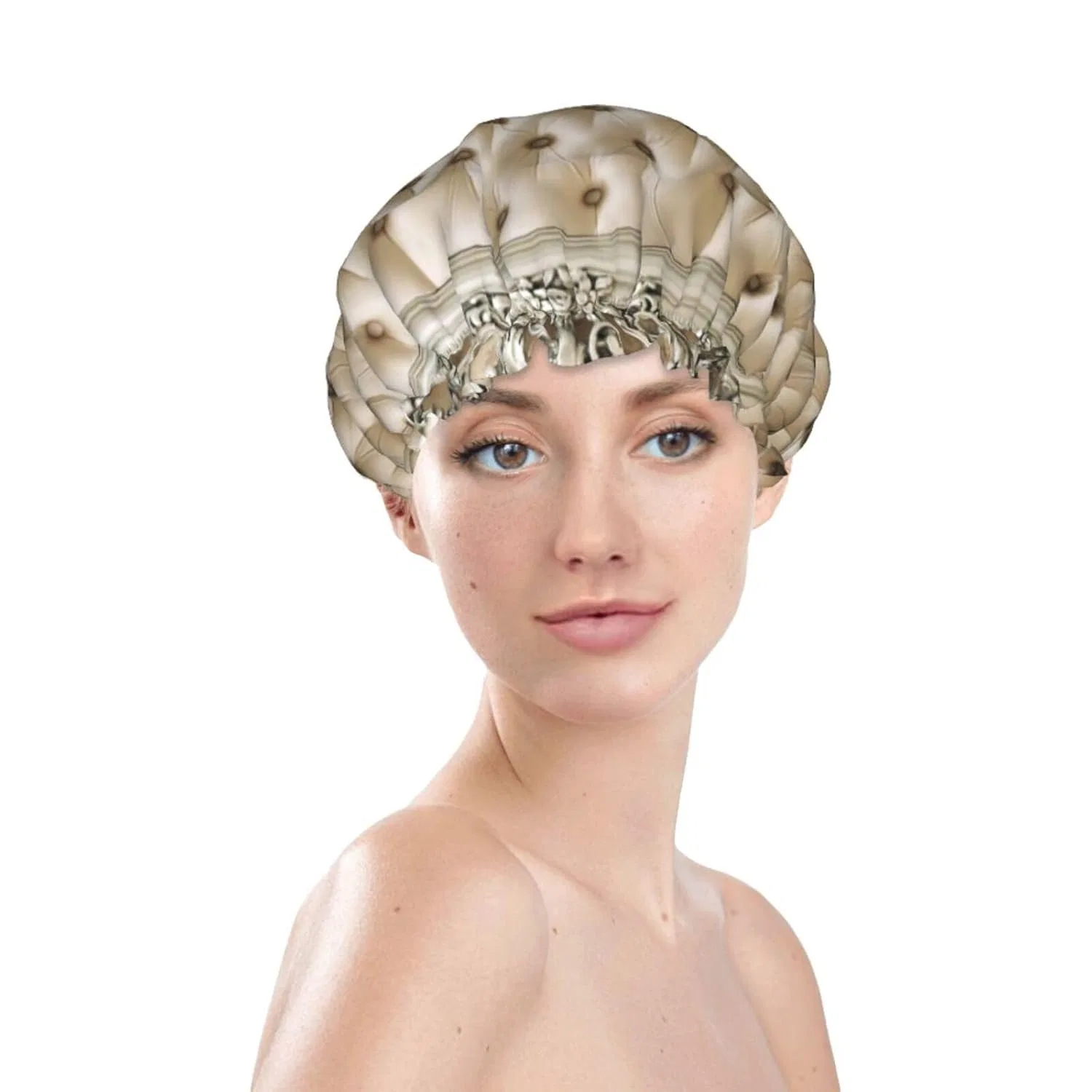 Шапочка для душа Double Layers Waterproof Reusable Elastic Hair Cap, Furlou — фото 3