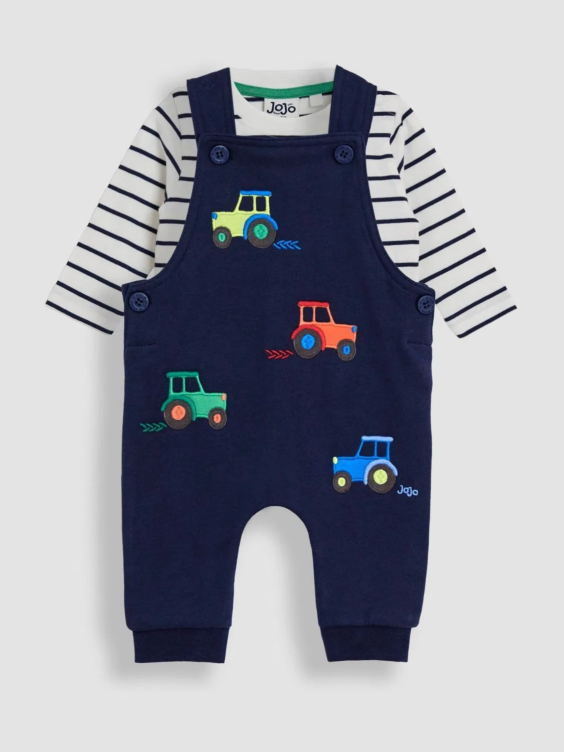 Комбинезон с футболкой, аппликация трактор, JoJo Maman Bébé, голубой