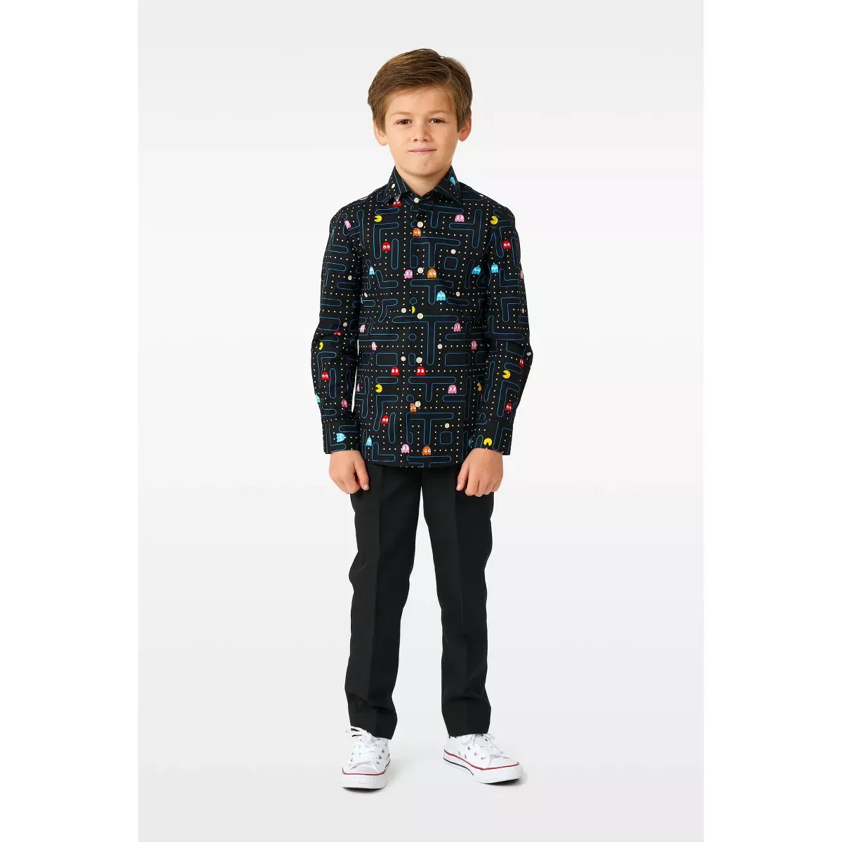 Детская рубашка с принтом для мальчиков OppoSuits, Black — фото 3