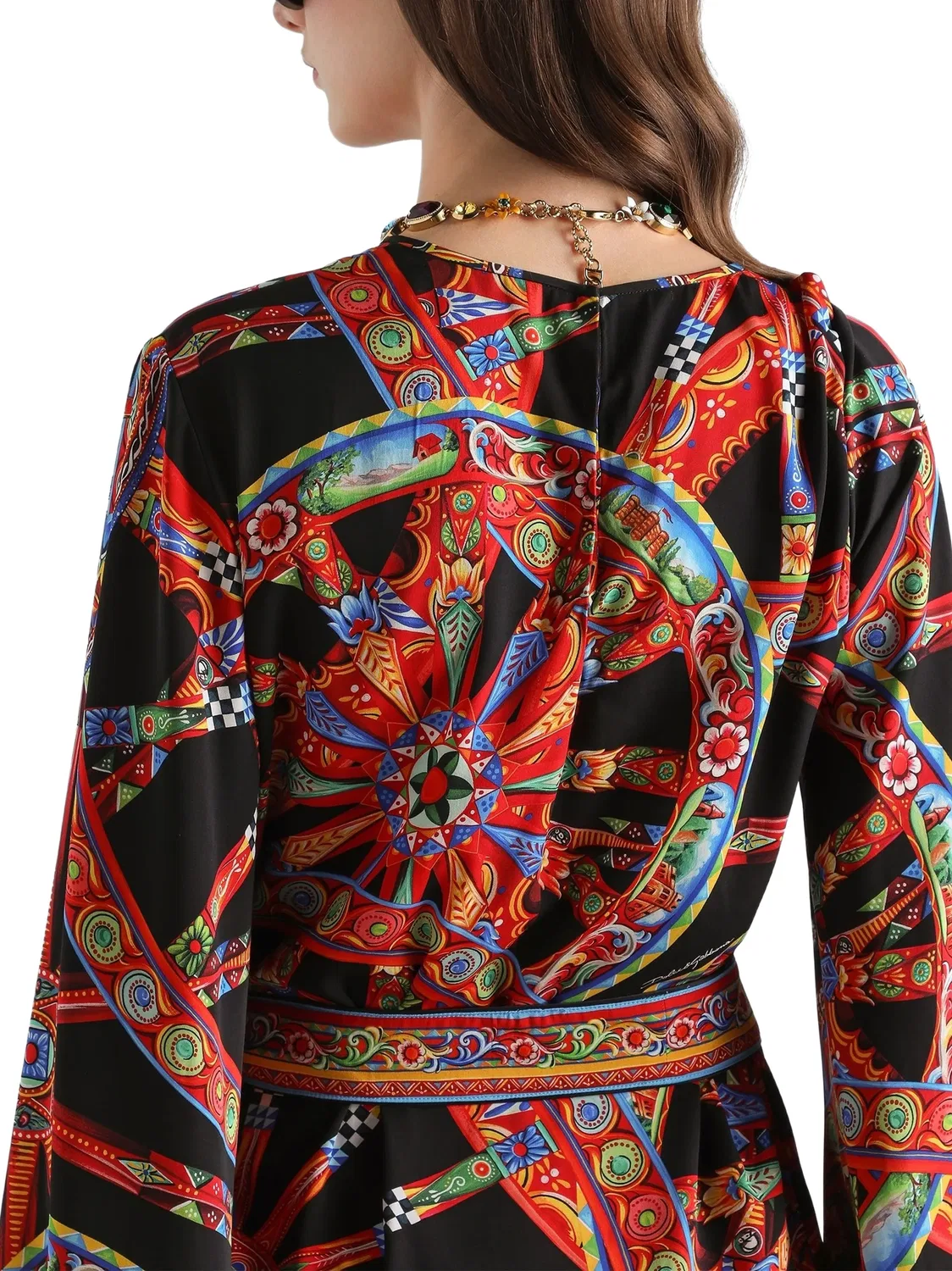 Платье Carretto из шелка, черное Dolce & Gabbana, черный — фото 2